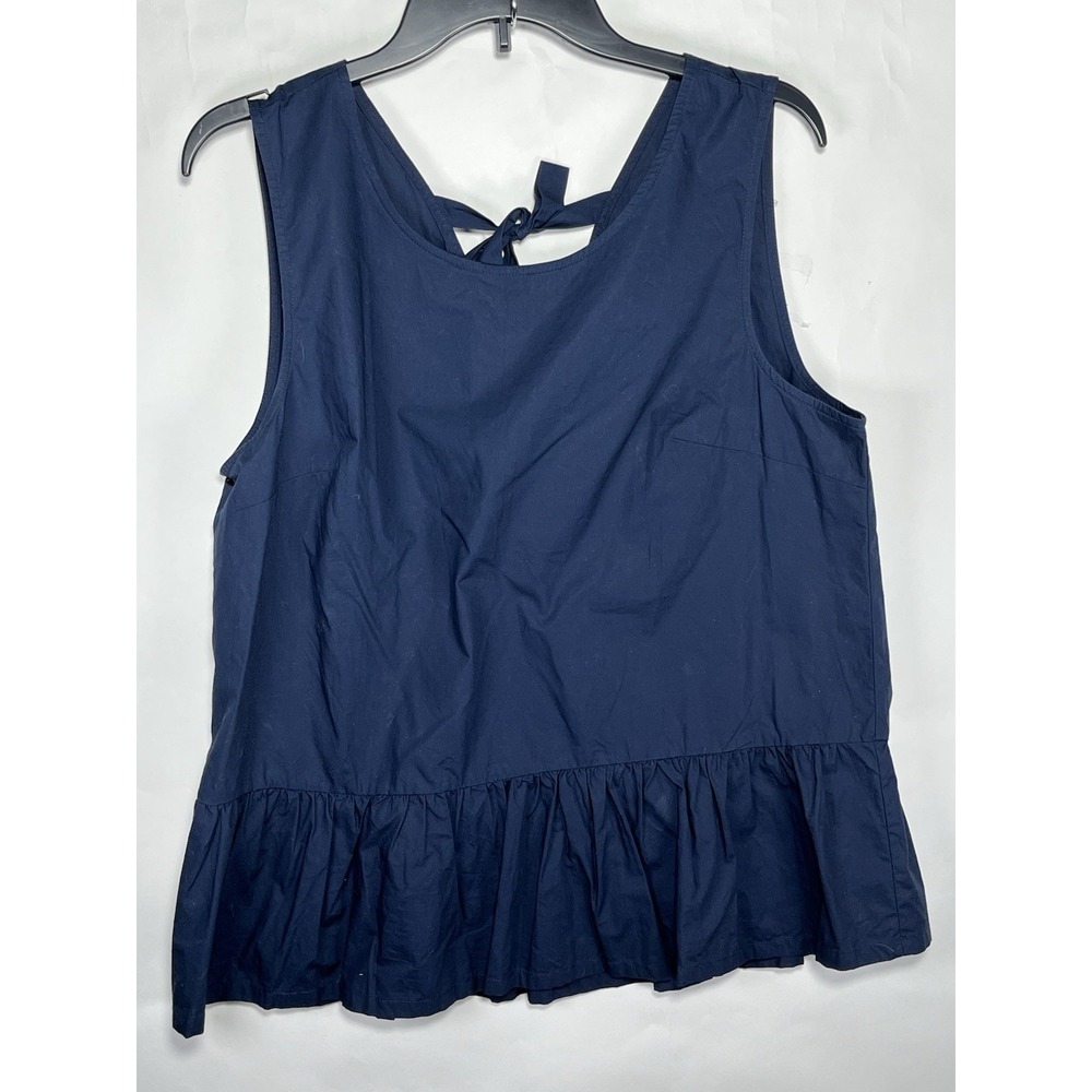 J. Crew Navy Blue Ruffle Hem Tank Top